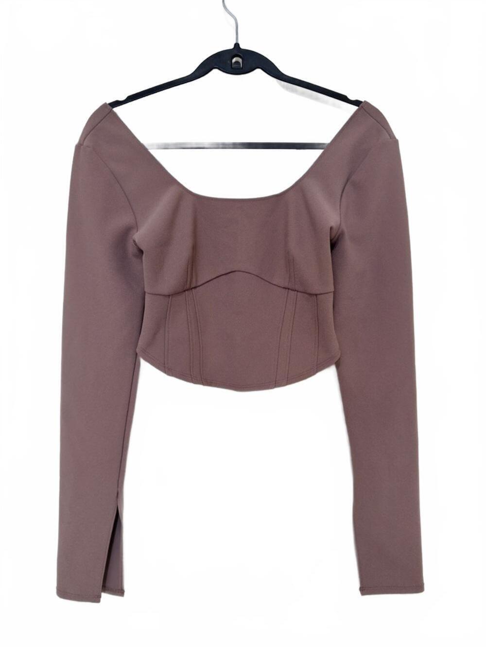 Abercrombie & Fitch Women’s Small Dusty Rose Corset Crop Top Long Sleeve